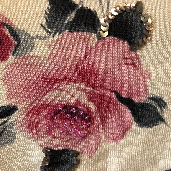 Kate Hill Floral Soft Sequin Sweater NWOT SIZE M - Picture 3 of 6